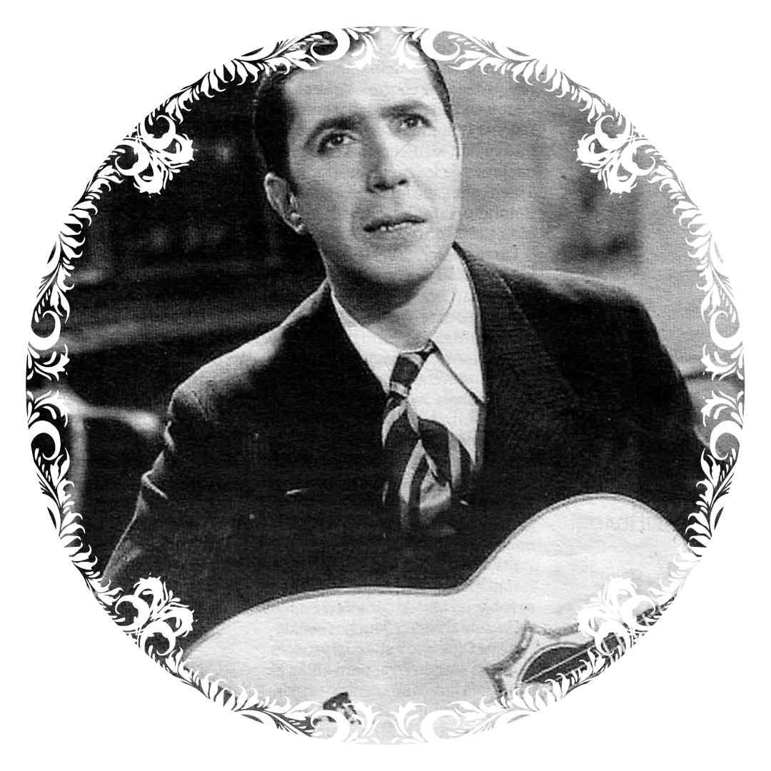 Carlos Gardel sonriente, con traje y corbata